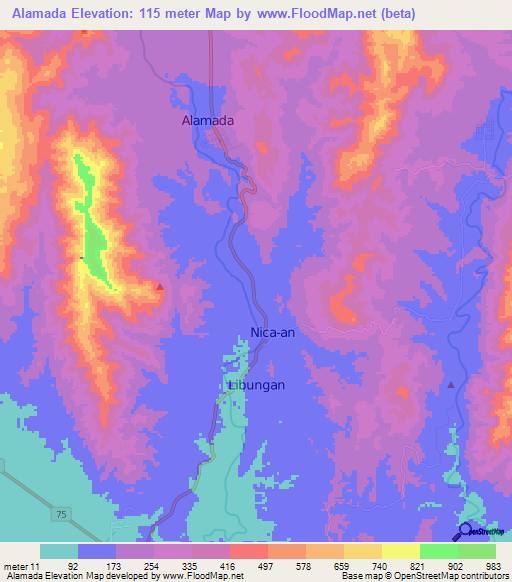 Alamada,Philippines Elevation Map
