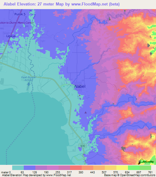 Alabel,Philippines Elevation Map