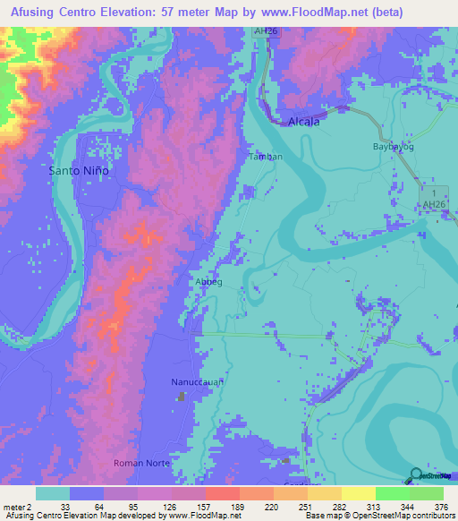 Afusing Centro,Philippines Elevation Map