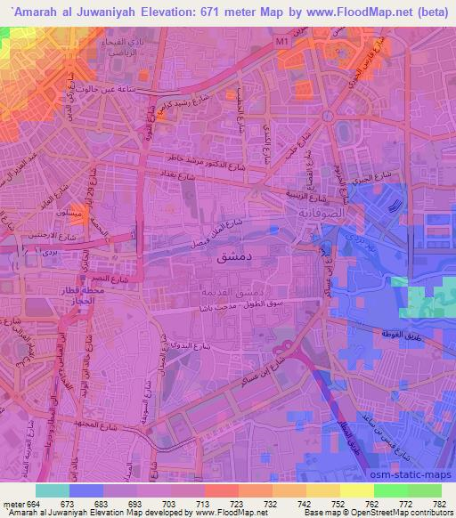 `Amarah al Juwaniyah,Syria Elevation Map