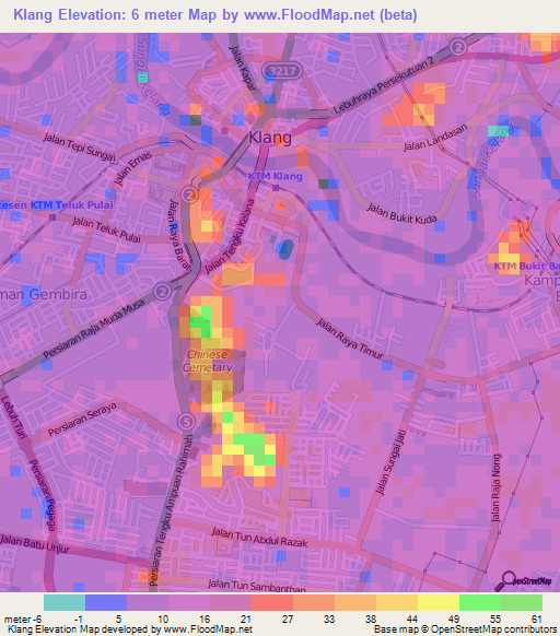 Klang,Malaysia Elevation Map