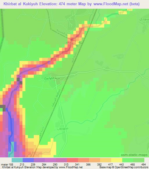 Khirbat al Kukiyuh,Syria Elevation Map