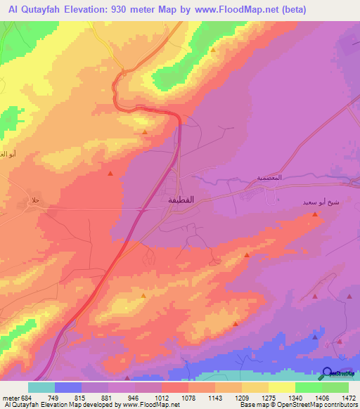 Al Qutayfah,Syria Elevation Map