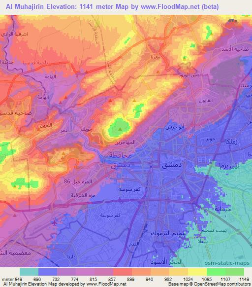 Al Muhajirin,Syria Elevation Map