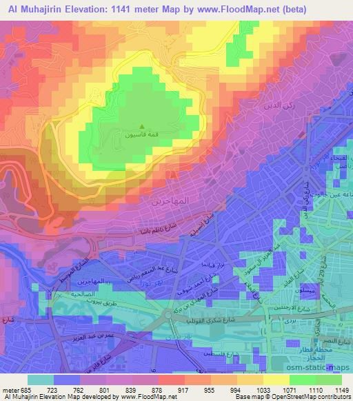 Al Muhajirin,Syria Elevation Map