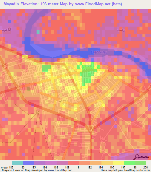 Mayadin,Syria Elevation Map