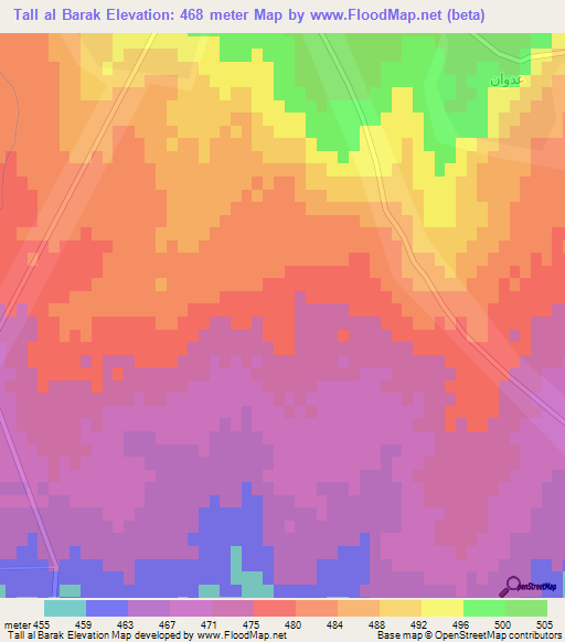 Tall al Barak,Syria Elevation Map