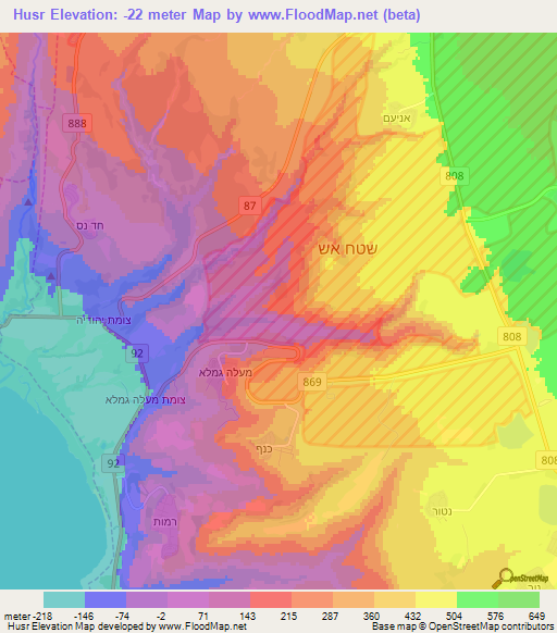 Husr,Syria Elevation Map