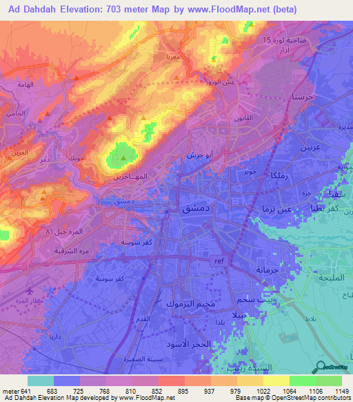 Ad Dahdah,Syria Elevation Map