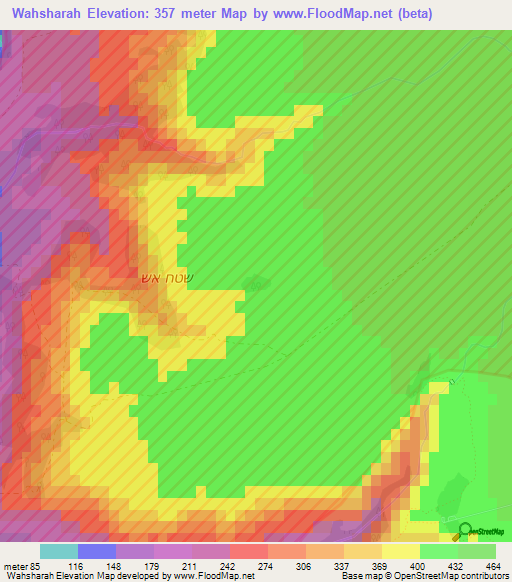 Wahsharah,Syria Elevation Map