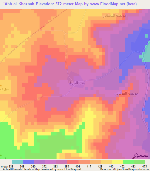 `Abb al Khaznah,Syria Elevation Map