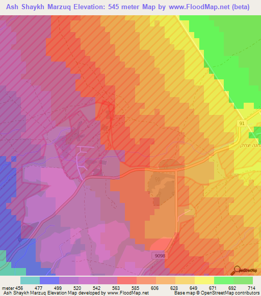 Ash Shaykh Marzuq,Syria Elevation Map