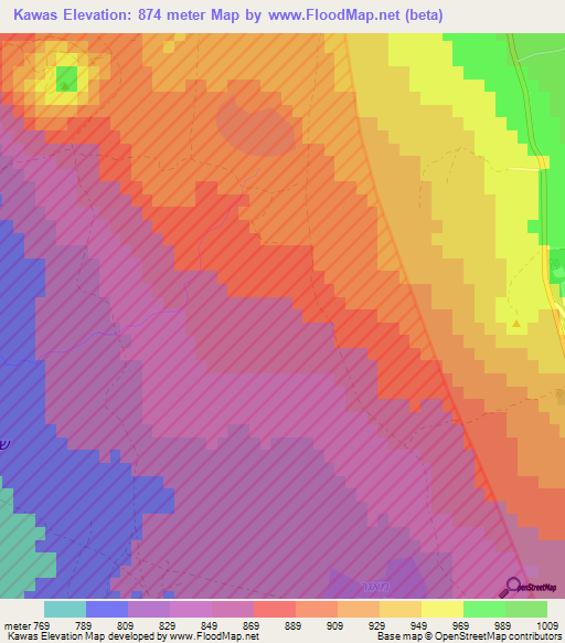 Kawas,Syria Elevation Map