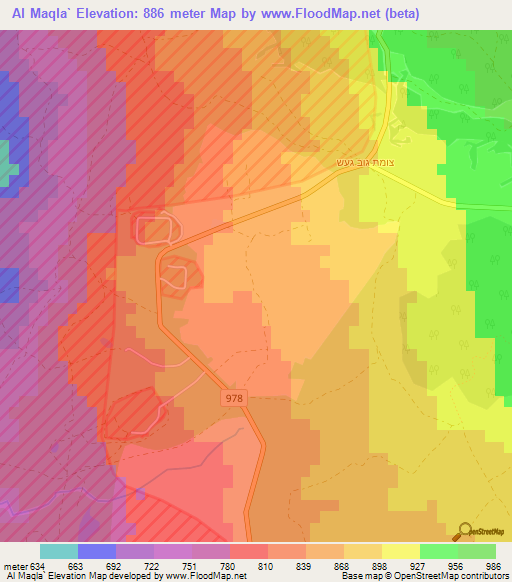 Al Maqla`,Syria Elevation Map