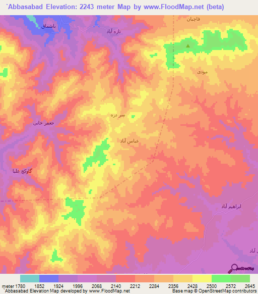`Abbasabad,Iran Elevation Map