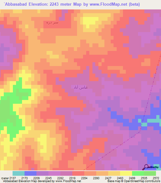 `Abbasabad,Iran Elevation Map