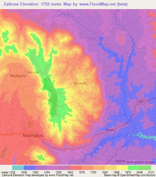 Zaikone,Kenya Elevation Map