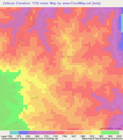 Zaikone,Kenya Elevation Map