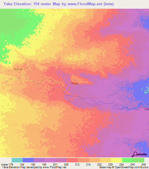 Yaka,Kenya Elevation Map