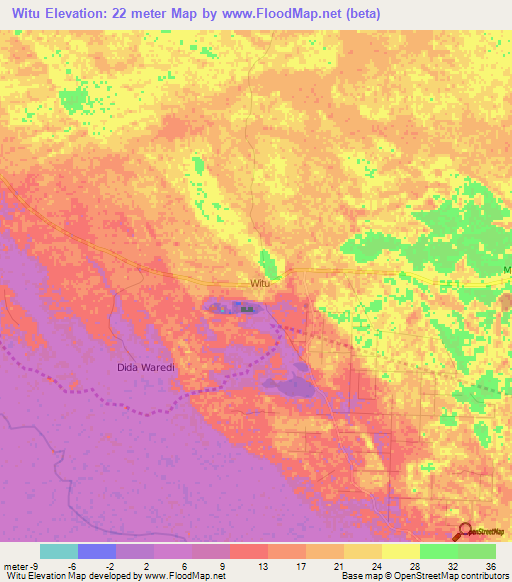 Witu,Kenya Elevation Map