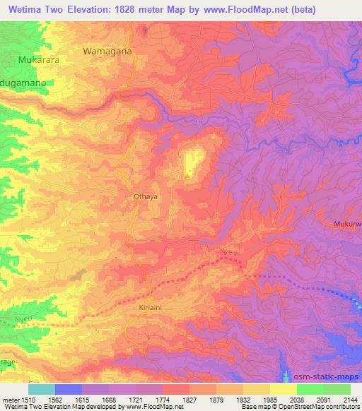Wetima Two,Kenya Elevation Map