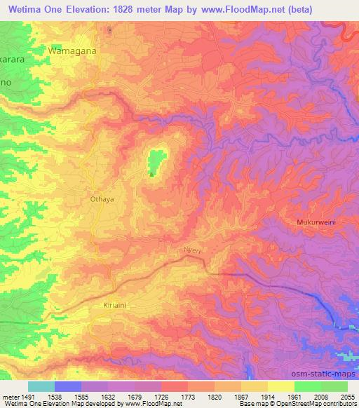 Wetima One,Kenya Elevation Map
