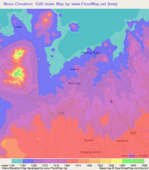 Weno,Kenya Elevation Map