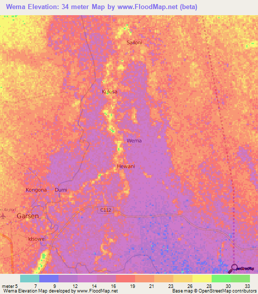 Wema,Kenya Elevation Map