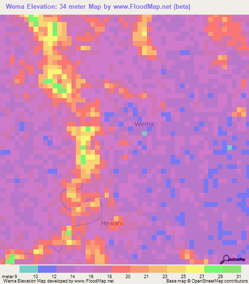 Wema,Kenya Elevation Map