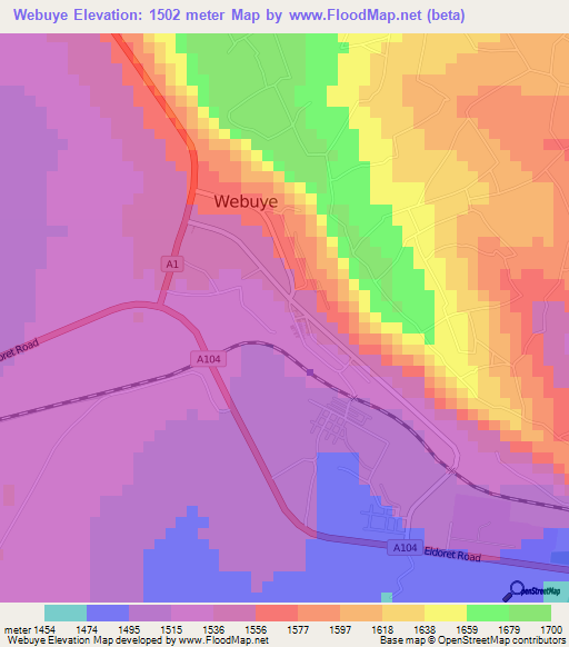 Webuye,Kenya Elevation Map