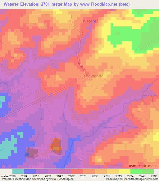 Waterer,Kenya Elevation Map