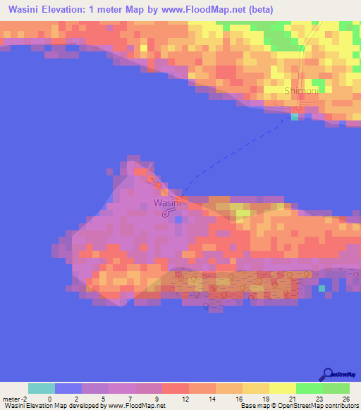 Wasini,Kenya Elevation Map