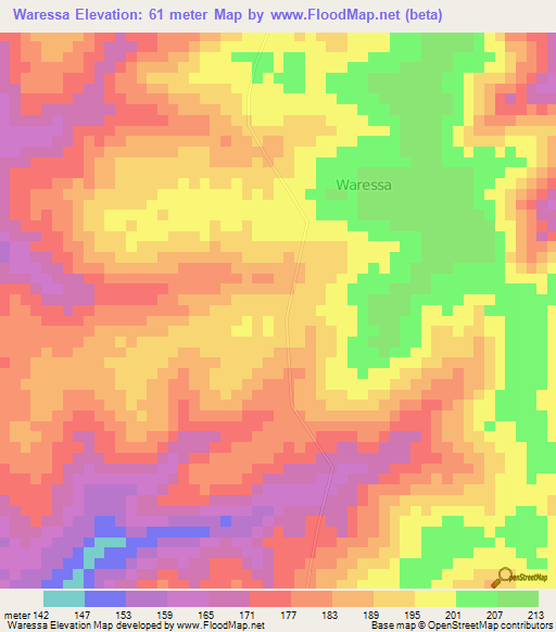 Waressa,Kenya Elevation Map