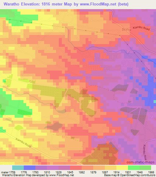 Waratho,Kenya Elevation Map