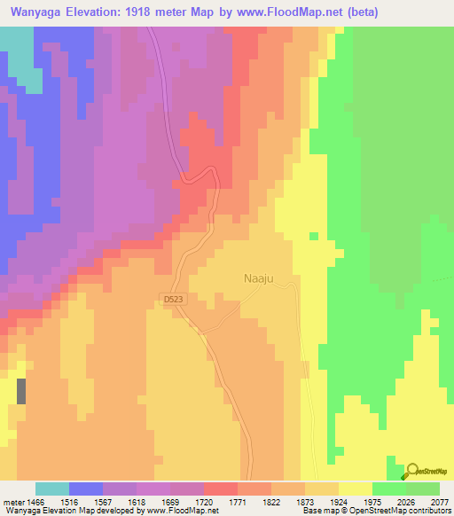 Wanyaga,Kenya Elevation Map