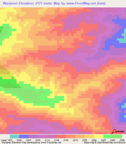 Wanjereri,Kenya Elevation Map