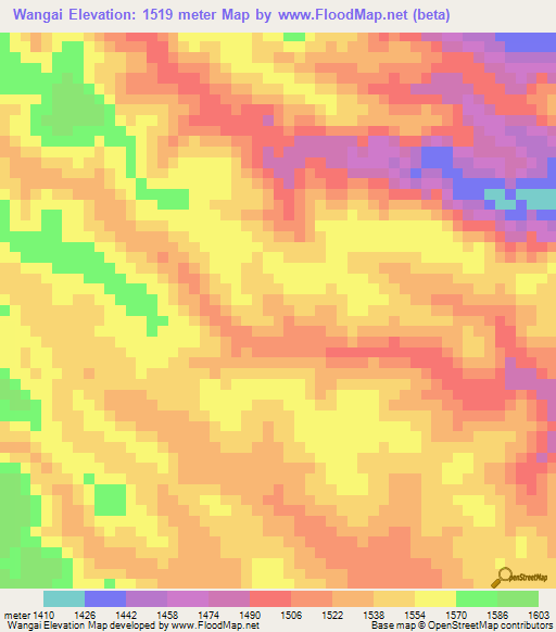 Wangai,Kenya Elevation Map