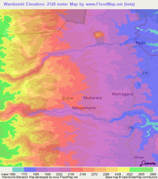 Wandumbi,Kenya Elevation Map