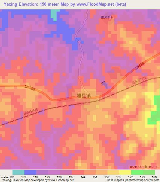 Yaxing,China Elevation Map
