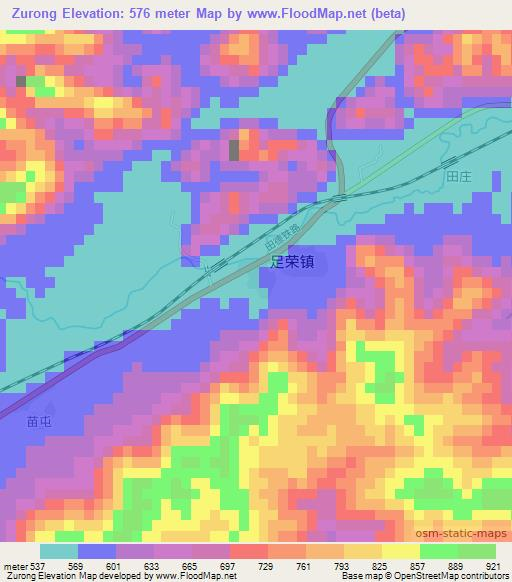 Zurong,China Elevation Map