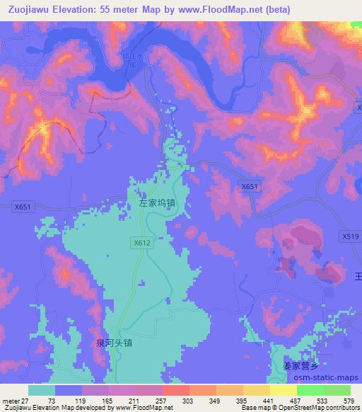 Zuojiawu,China Elevation Map