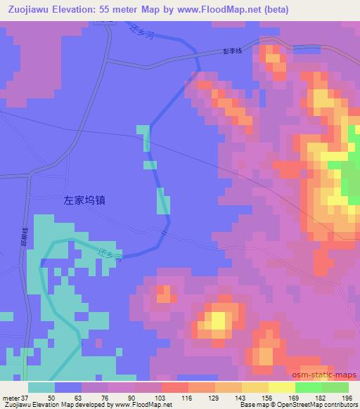 Zuojiawu,China Elevation Map