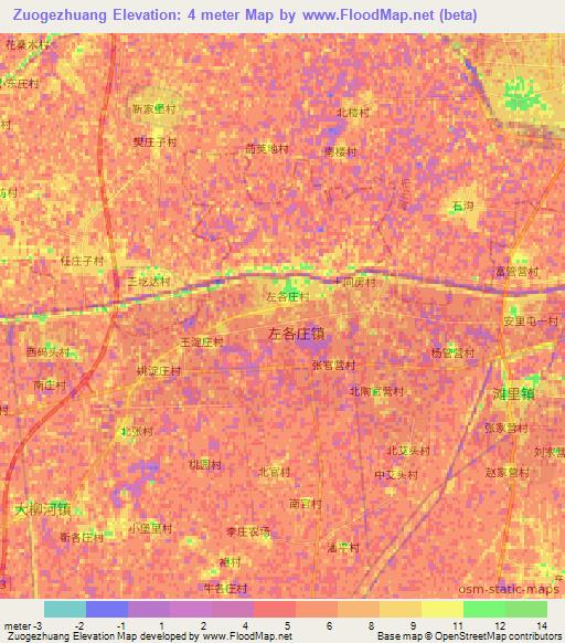 Zuogezhuang,China Elevation Map