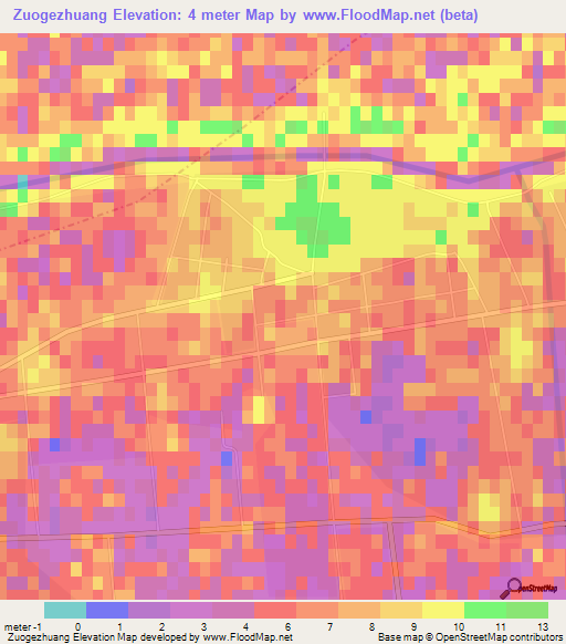 Zuogezhuang,China Elevation Map