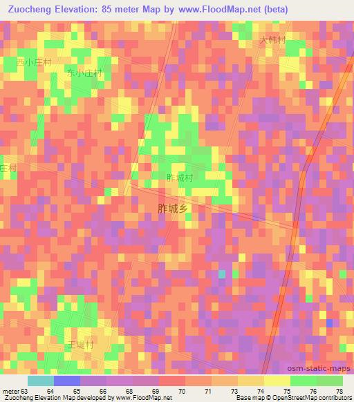 Zuocheng,China Elevation Map
