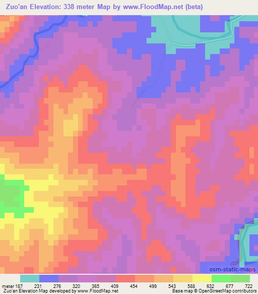 Zuo'an,China Elevation Map