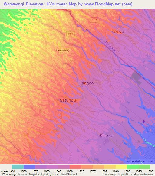 Wamwangi,Kenya Elevation Map