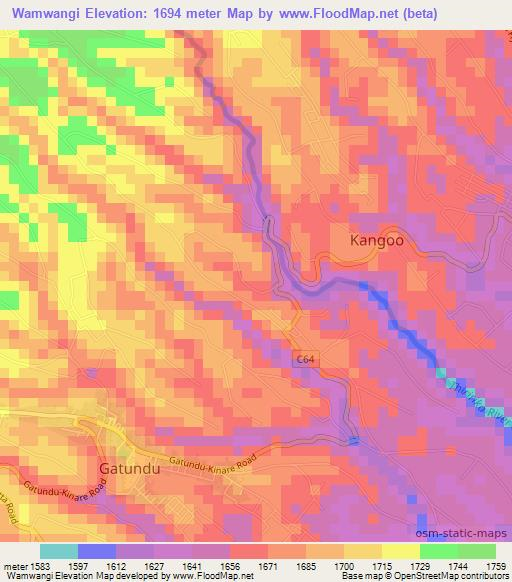 Wamwangi,Kenya Elevation Map