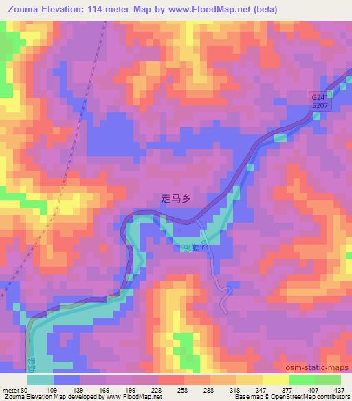 Zouma,China Elevation Map