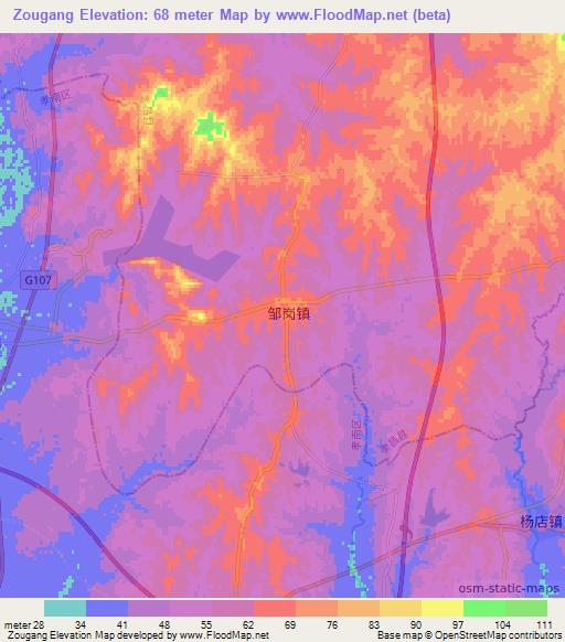 Zougang,China Elevation Map